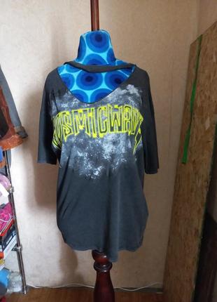 Футболка большого размера zara trafaluc cosmicwave acid wash с потертостями и рваными краями