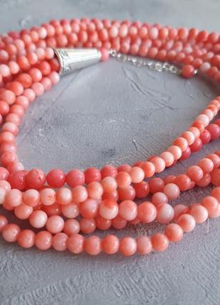 Коралове намисто ніжного лососевого кольору