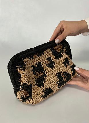 Стильный трендовый клатч с леопардовым принтом ручная работа