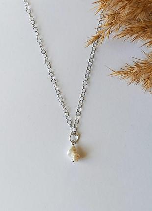 Кулон перл барочний (різних форм) на ланцюжку xuping jewelry родій, d-12мм + - l-44см