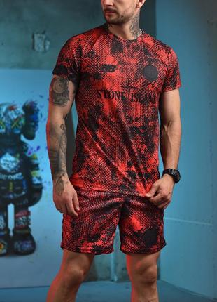 Летний комплект stone island x new balance red