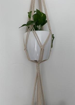 Кашпо для квітів в техніці макраме для 2 вазонків довнга підвіска для рослин в стилі бохо макраме4 фото