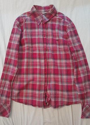 Рубашка женская в клетку, розового цвета, размер s