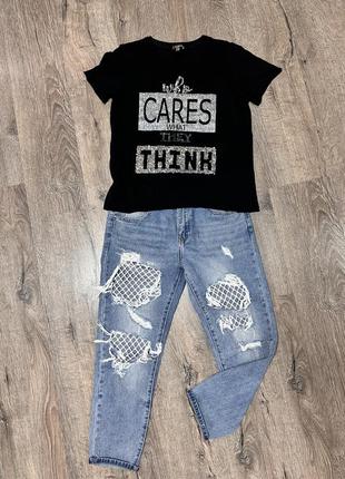 Легкі літні джинси mom та футболка m