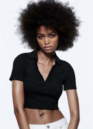 Футболка поло в рубчик zara, сорочка поло zara, топ в рубчик zara, блузка zara, кофта zara