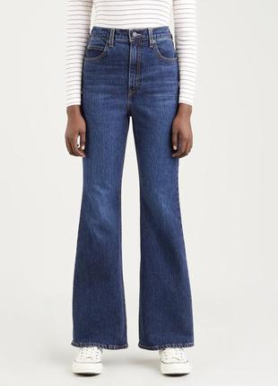 Сині кльошні джинси кльош levi's premium 70's high flare висока посадка талія кльошні джинси levi's3 фото
