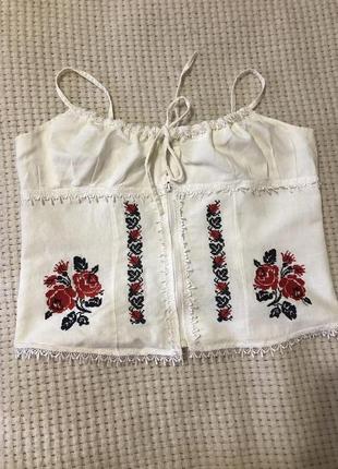 Вишитий корсет із льону