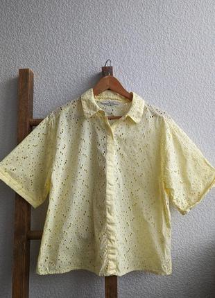 Лимонная блуза из прошвы tu 14р.1 фото