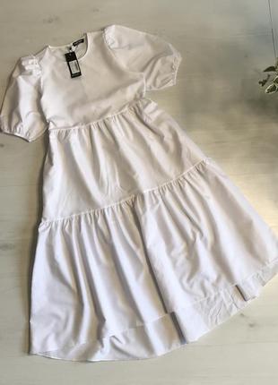 Біла ярусна сукня 3