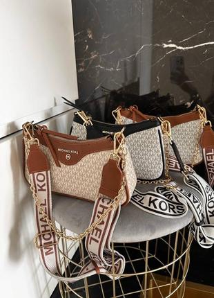 Сумка женская в стиле michael kors brown beige8 фото