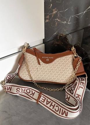 Сумка женская в стиле michael kors brown beige5 фото