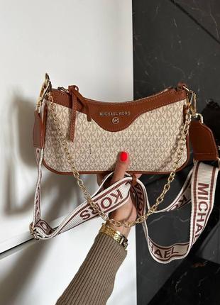 Сумка женская в стиле michael kors brown beige1 фото