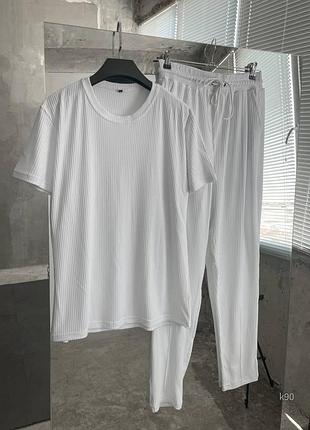 Чоловічі якісний комплект штани спортивні та футболка зручний в носінні на літо костюм двійка