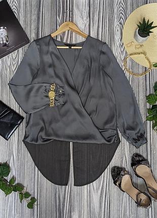 Серая блуза из атласа и шифона lipsy london #3539