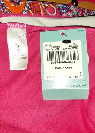 Яркий розовый танкини топ с цветочным принтом большого размера3 фото