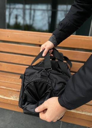 Сумка для тренировок, дорожная, вместительная, черная, из отделения для обуви, из ткани