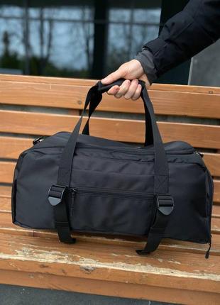 Сумка для тренировок, дорожная, вместительная, черная, из отделения для обуви, из ткани