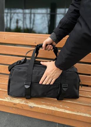 Сумка для тренировок, дорожная, вместительная, черная, из отделения для обуви, из ткани
