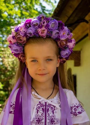 Великий український віночок зі стрічками, бузковий 45445