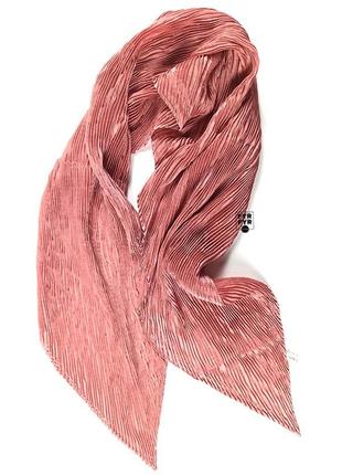 Платок шелковый гофрированный однотонный розовый новый качественный