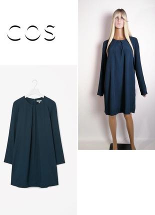 Темно-зеленого цвета брендовое платье свободного фасона cos