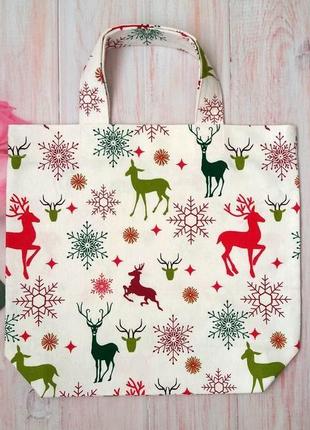 Еко-сумка, шопер "олені та сніжинки"