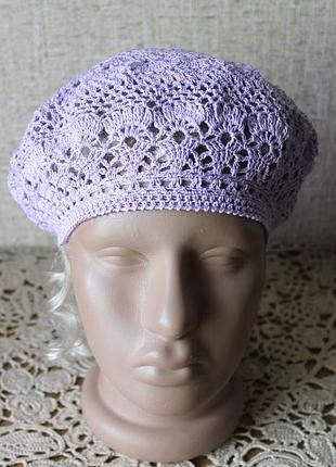 Летний ажурный берет из хлопка