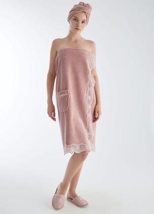 Туреччина 🇹🇷, жіночий набір для сауни, рушник-спідниця, капці та чалма