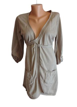 Халат кофта gina benotti кофта длинная с карманами бежевый цвет светло коричневый