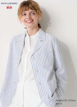 Лляний бавовняний жакет uniqlo х ines de la fressange