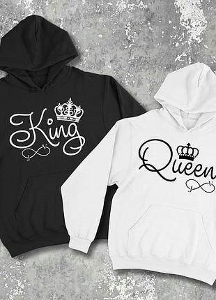 Парні худі/світшоти з принтом - king/queen!