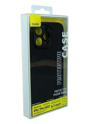 Чехол baseus liquid silica gel case glass 0.22 mm iphone 14 pro aryt001301 black5 фото