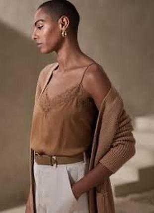 Гладкая майка с кружевом, блузка, атласная майка banana republic оригинал