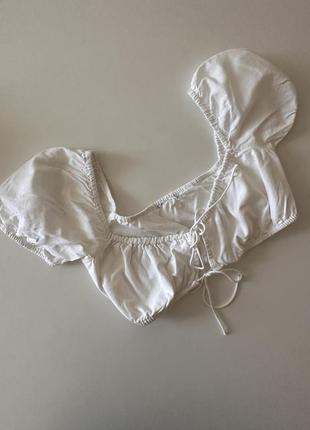 Топ белый bershka коттон короткий