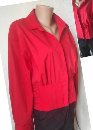 Красная корсетная рубашка zara.3 фото
