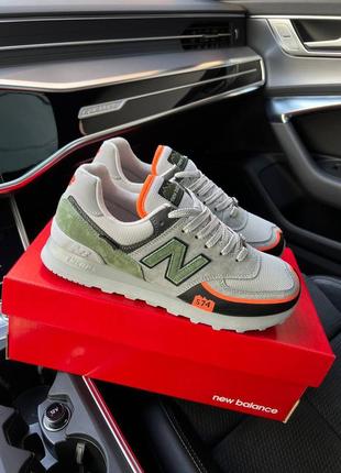 Мужские кроссовки new balance 574 tp2 gray green orange