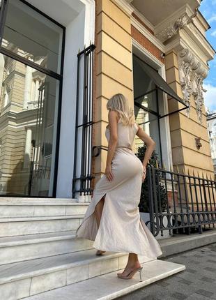 Платье длинный лен жатка ❤️ очень красивые цвета5 фото