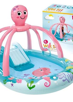 Детский игровой центр intex 56138 бассейн с горкой для спуска и фонтаном 234 х 183 х 150 см