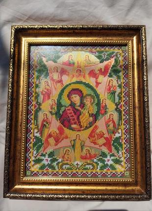 Картина, ікона вишита бісером в рамці