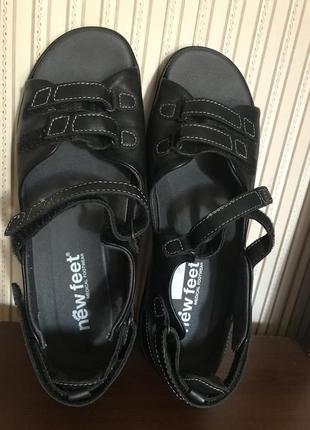 . немецкие кожаные ортопедические босоножки new feet 41 на широкую ногу