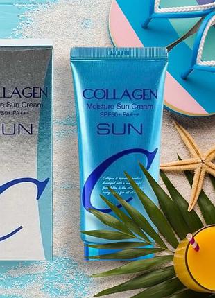 Зволожувальний сонцезахисний крем з колагеном enough collagen moisture sun cream spf 50+ pa+++, 50 g