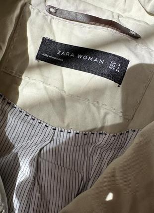 Тренч женский zara бежевый/ тренч бежевый / пальто женское бежевое5 фото