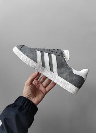 Кросівки adidas gazelle gray/white8 фото