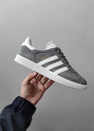 Кросівки adidas gazelle gray/white7 фото