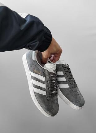 Кросівки adidas gazelle gray/white4 фото