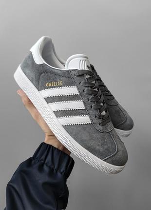 Кросівки adidas gazelle gray/white2 фото