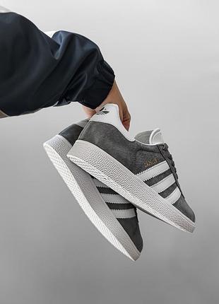 Кросівки adidas gazelle gray/white5 фото