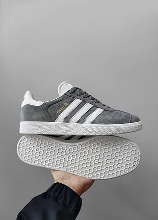 Кросівки adidas gazelle gray/white6 фото