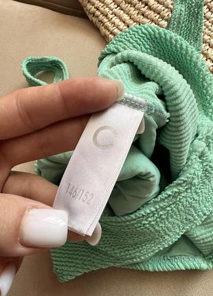 Зеленый бирюзовый рельефный цельный купальник ткань кукуруза