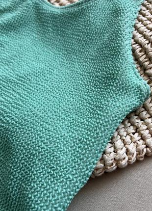 Зеленый бирюзовый рельефный цельный купальник ткань кукуруза